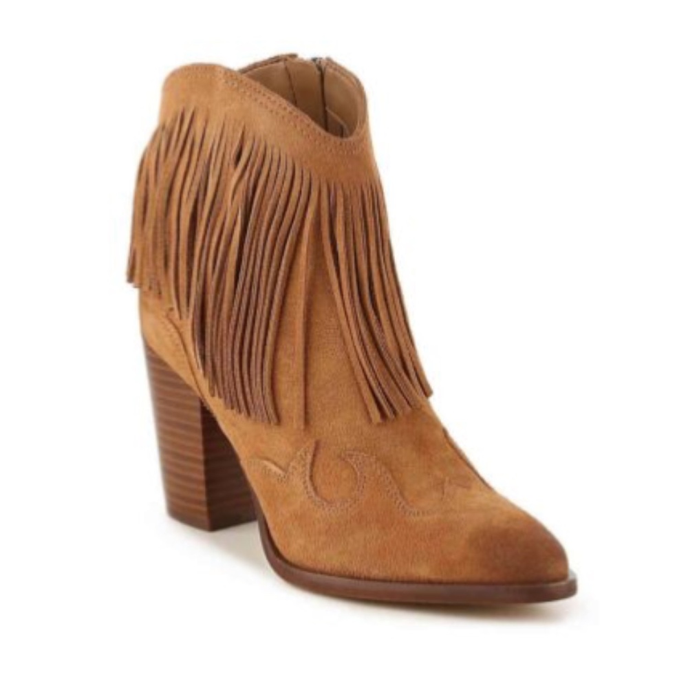 Sam Edelman Benjie Brown Suede Fringe Bootie 7.5